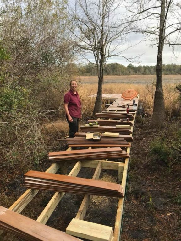 Getting ready to attach the composite decking