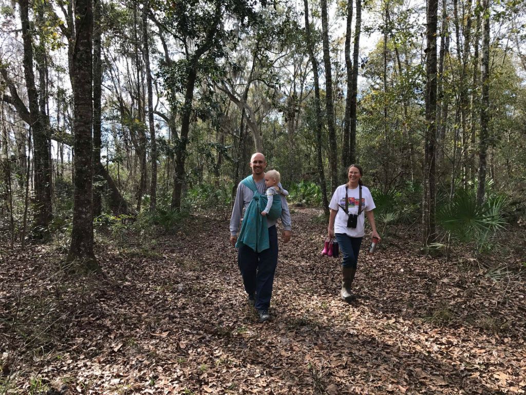 Nick, Evie and proud grandmother Donna  enjoying the oak-scrub forest, Jan 2017.
